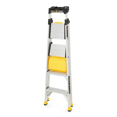 Gorilla Ladders 5 5 ft Aluminum Dual Platform Heavy Duty Ladder 300 lb 